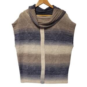 Striped Cowl Neck Sleeveless Sweater Women's L Layering Business Casual